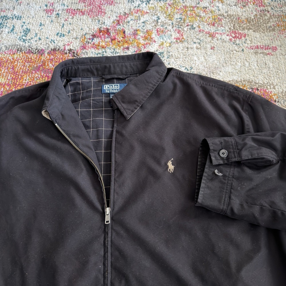 Vintage Polo Ralph Lauren Black Harrington Jacket XXL Windbreaker